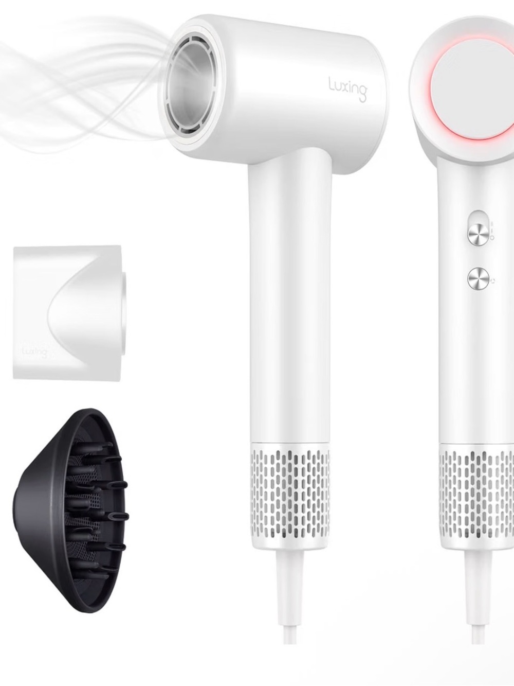 NEW! Luxing TurboLux Pearl White High Speed Hair Dryer with Diffuser